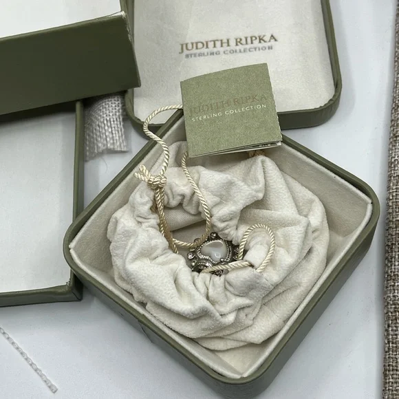 Vintage Judith Ripka Sterling Silver Heart Enhancer Pendant with Mother of Pearl